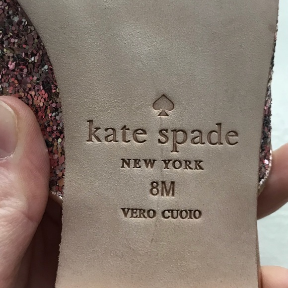 NWOT Kate Spade Gowan Mules in Rose Gold Glitter - Picture 6 of 7